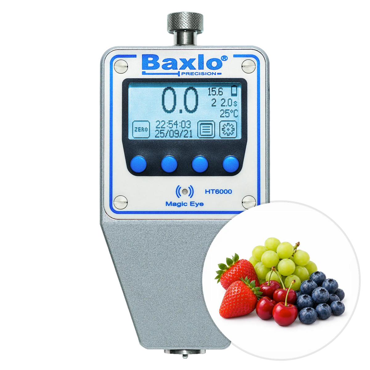 Baxlo Digital Fruit Firmness Tester - F0 (Blueberries, Cherries, Grapes, Strawberries)