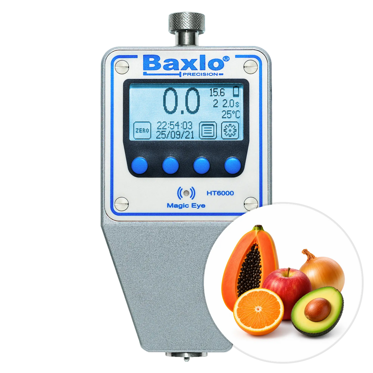 Baxlo Digital Fruit Firmness Tester - FD (Citrus Fruits, Apples, Avocados, Papayas, Onions)
